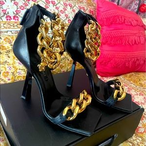 Versace Medusa chain leather sandals , 8